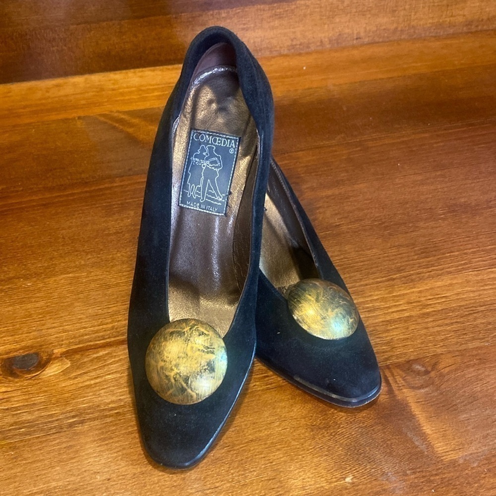 RARE Comcedia Italian Vintage High Heel Suede Shoes Eu 36 US 5.5 unique design - Picture 5 of 15